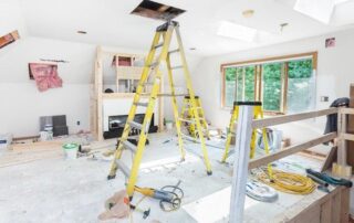 Interior home renovation construction scene