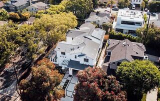 Aerial view of residential roofing project