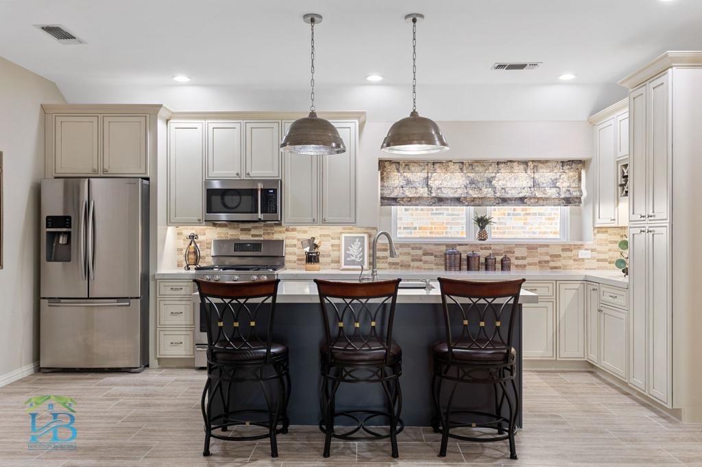 Stylish kitchen renovation with island seating