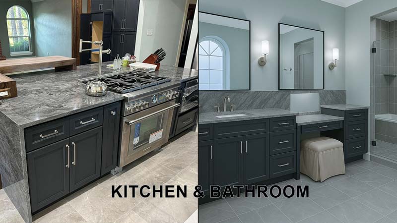 black kitchen and bath remodel