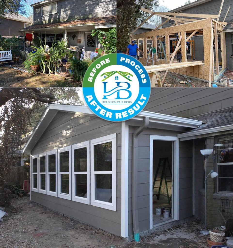 before and after home addition in Hunters Creek Village, TX