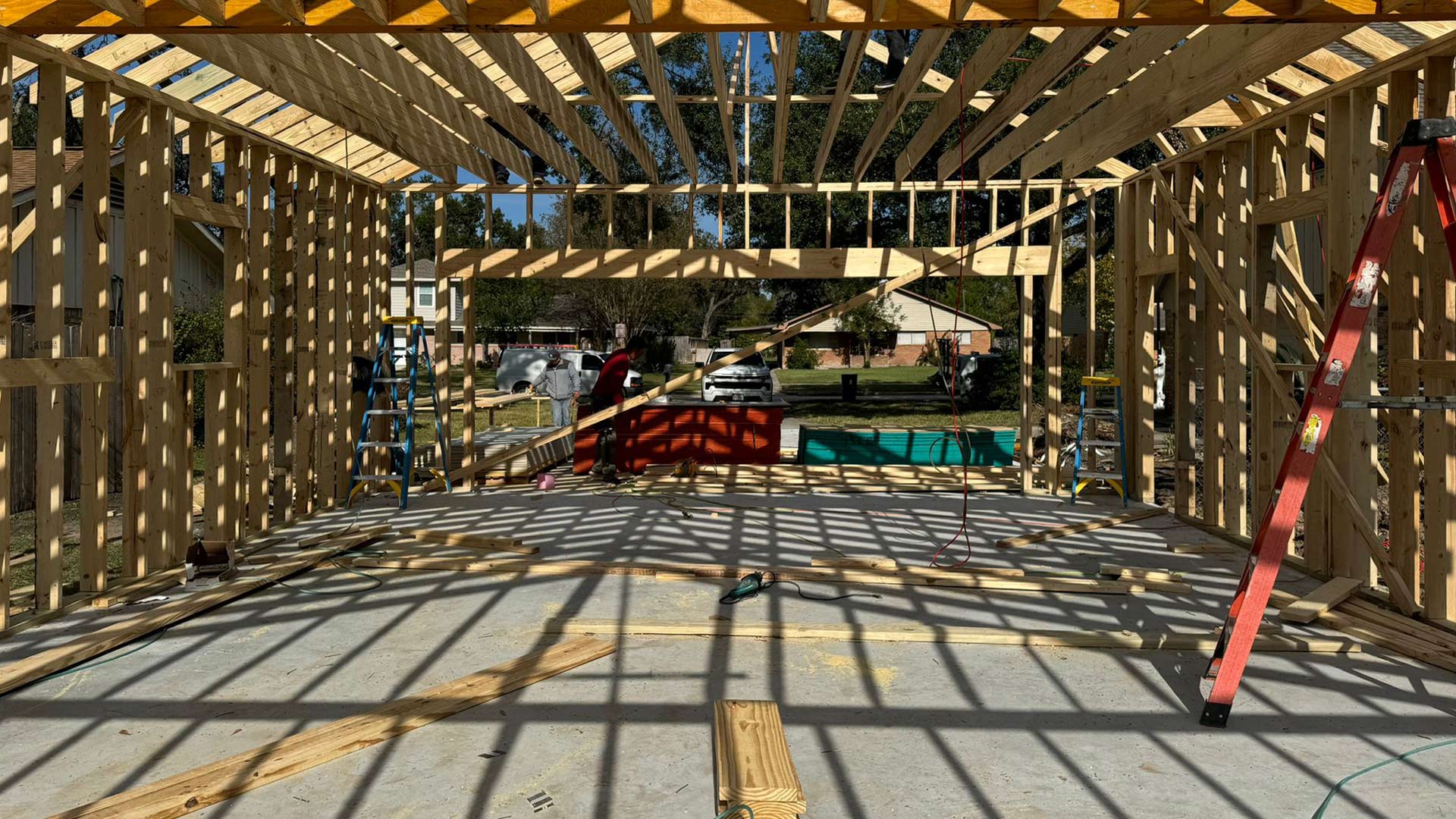 Complete garage renovation showing finished workspace in Pasadena Texas