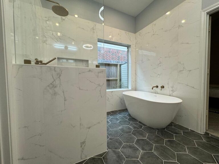 bathroom with freestanding tub in richmond tx