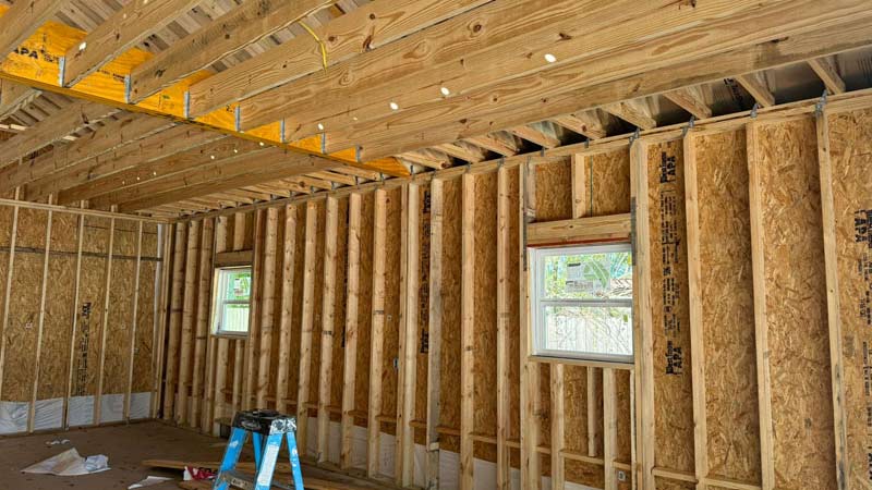 Licensed contractors performing room addition framing work in Pasadena TX