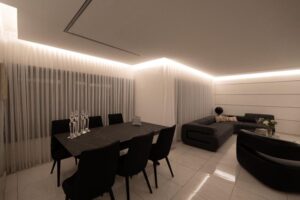 Open-concept kitchen, living room, and dining area in Houston home renovation