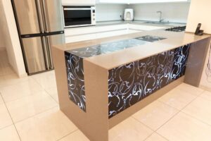 Luxury kitchen remodel cost breakdown showing budget allocation for cabinets, countertops, appliances, and labor in Houston TX