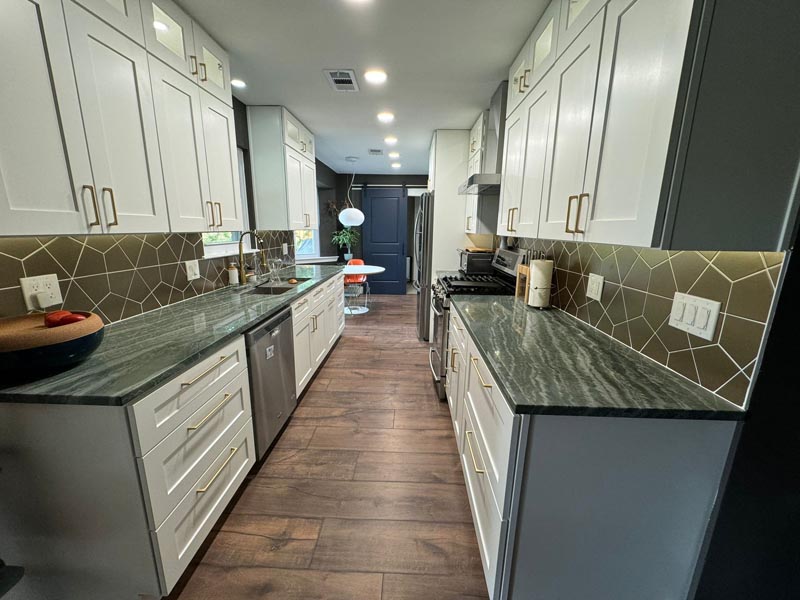 Finished galley kitchen remodel in Dickinson, TX