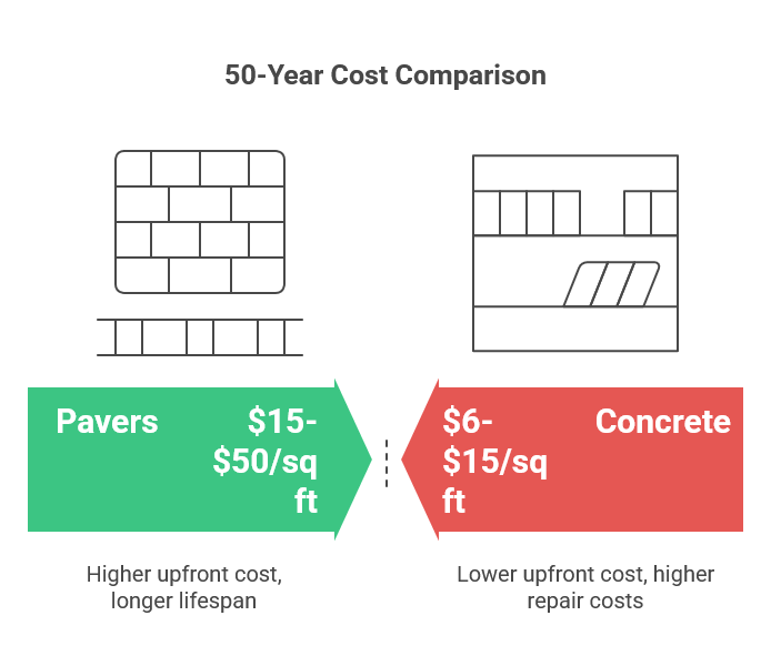 Long-term cost analysis for concrete pavers and driveway options in Meadows Place