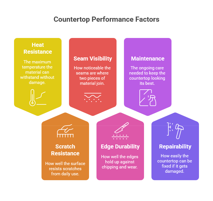 Countertop material performance comparison for kitchen renovations