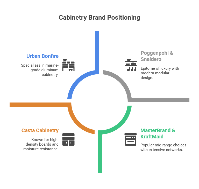 Cabinet brand quality tiers from builder grade to luxury custom