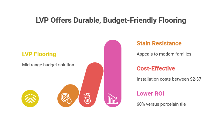 Functional flooring graphic comparing tile and luxury vinyl for Surfside Beach TX homes
