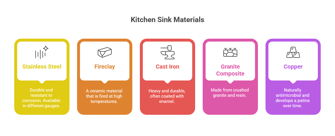 Kitchen sink material options that meet Houston plumbing code standards