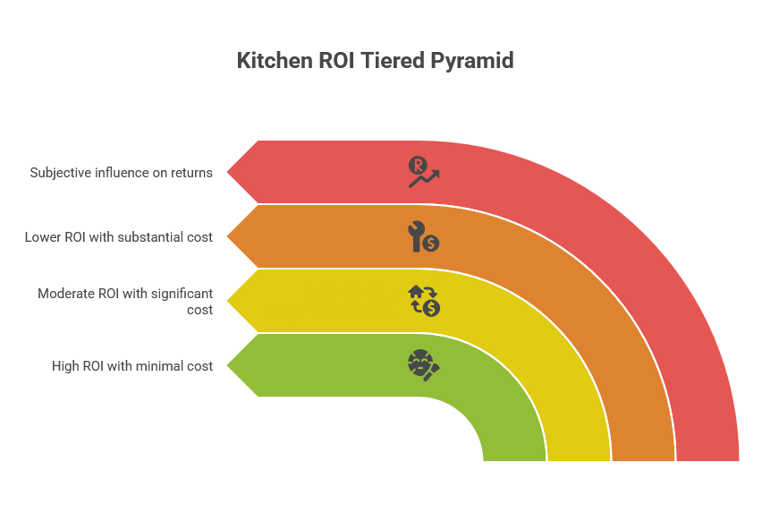 Kitchen remodel ROI pyramid showing return on investment tiers