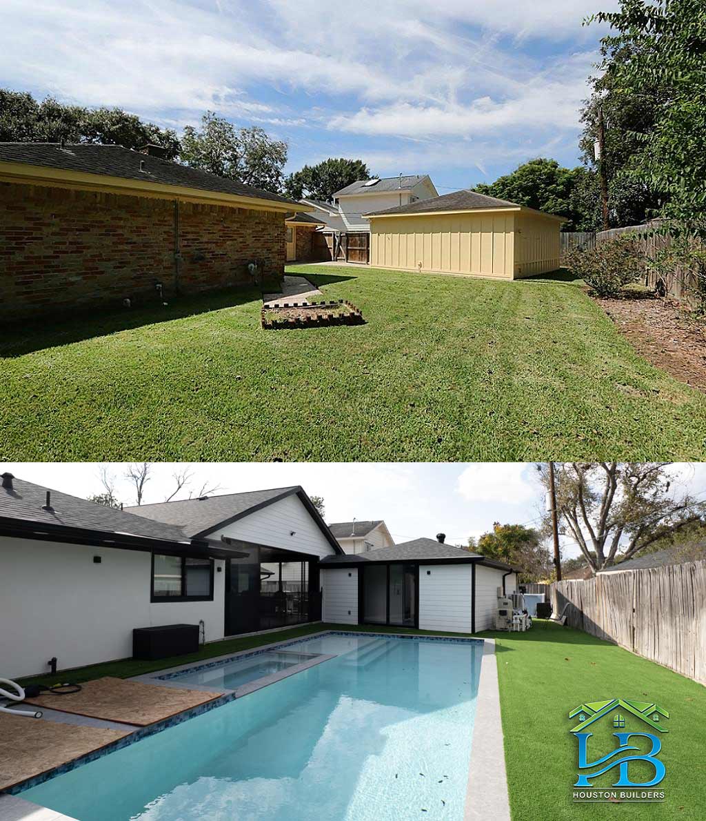 before after garage door conversion in houston front