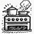 Kitchen stove and ventilation icon